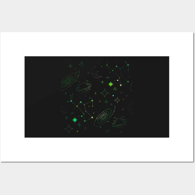 Green Galaxy Pattern Wall Art by VictoriaLehnard